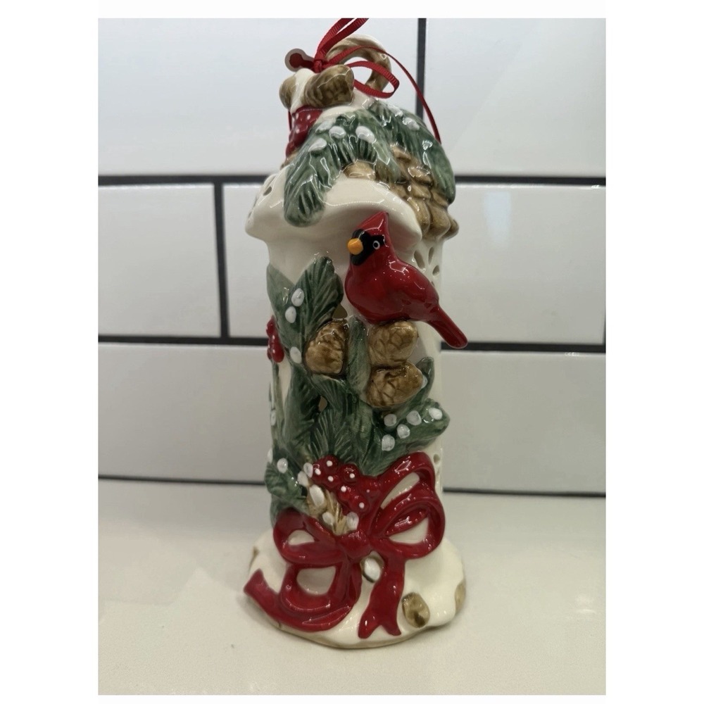 Blue Sky Christmas Cardinal Birdhouse Tealight Holder NWT NEW